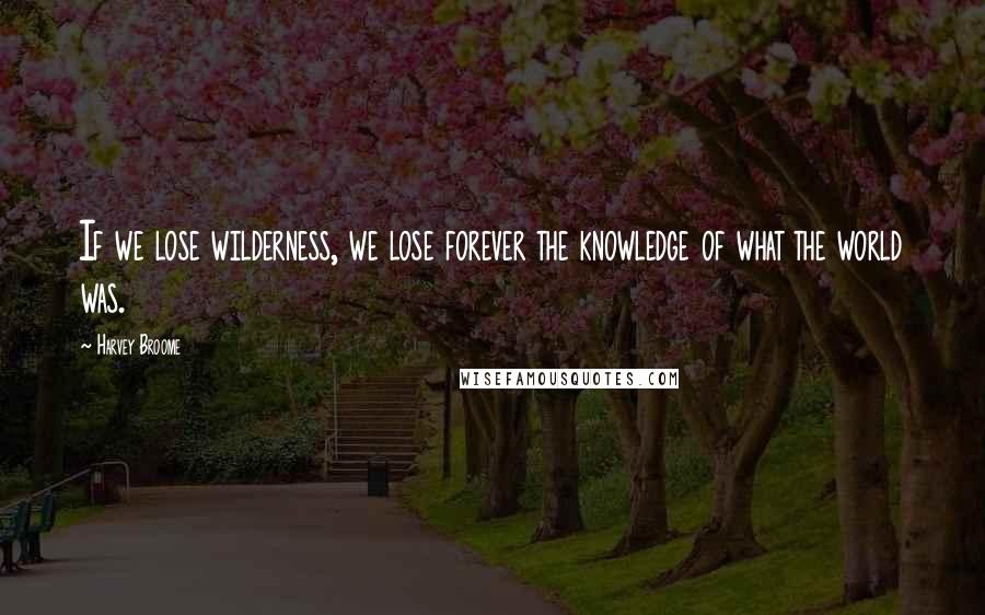 Harvey Broome Quotes: If we lose wilderness, we lose forever the knowledge of what the world was.