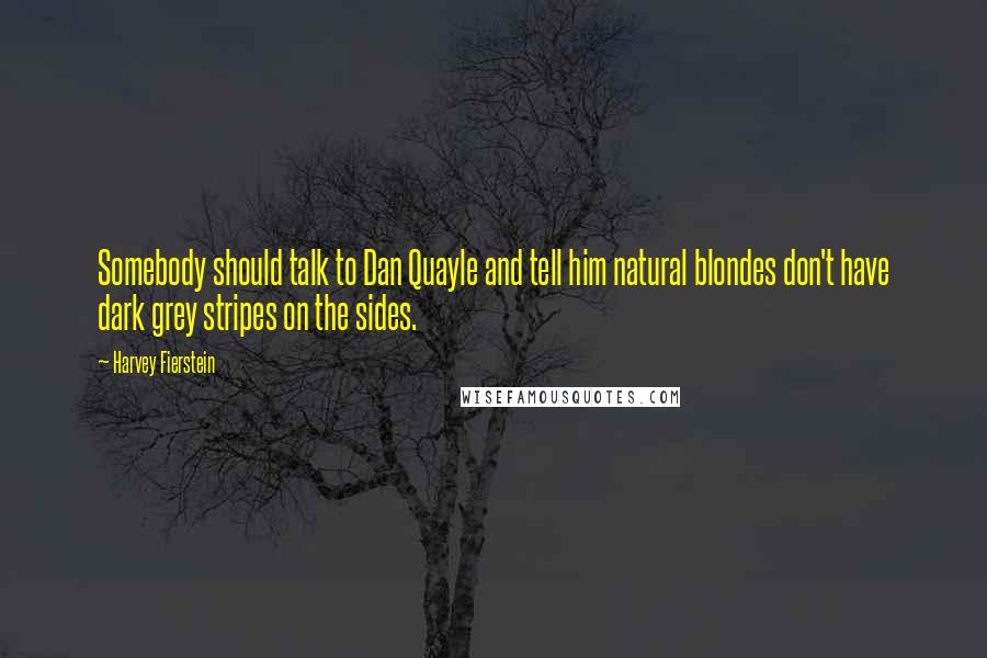 Harvey Fierstein Quotes: Somebody should talk to Dan Quayle and tell him natural blondes don't have dark grey stripes on the sides.