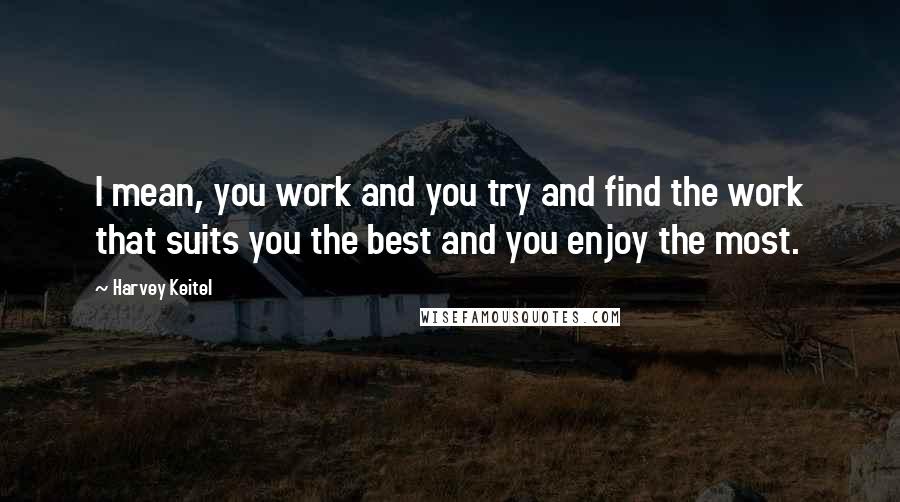 Harvey Keitel Quotes: I mean, you work and you try and find the work that suits you the best and you enjoy the most.