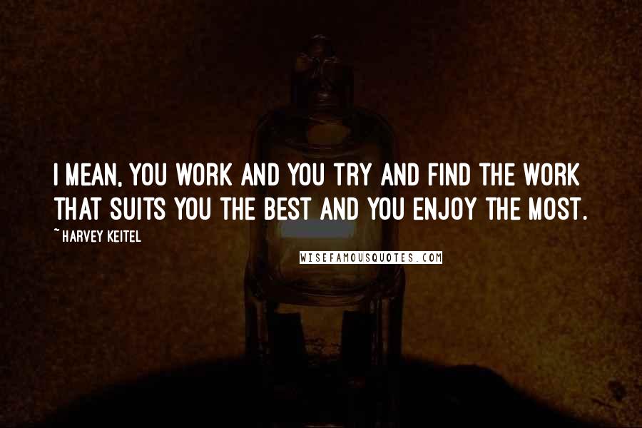 Harvey Keitel Quotes: I mean, you work and you try and find the work that suits you the best and you enjoy the most.