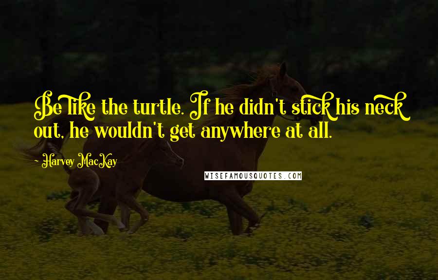 Harvey MacKay Quotes: Be like the turtle. If he didn't stick his neck out, he wouldn't get anywhere at all.