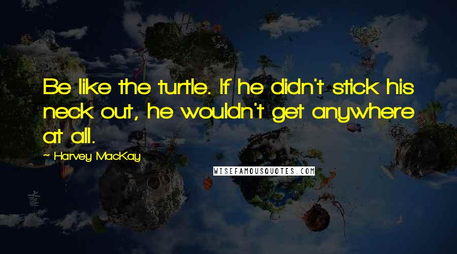 Harvey MacKay Quotes: Be like the turtle. If he didn't stick his neck out, he wouldn't get anywhere at all.