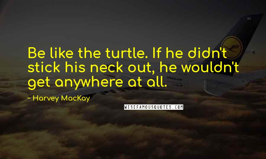 Harvey MacKay Quotes: Be like the turtle. If he didn't stick his neck out, he wouldn't get anywhere at all.