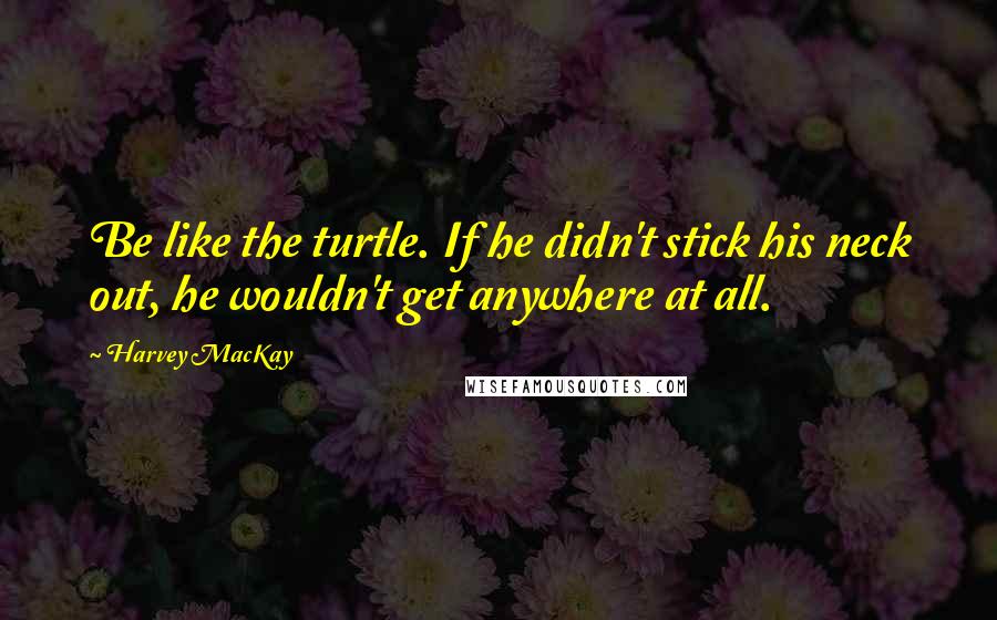 Harvey MacKay Quotes: Be like the turtle. If he didn't stick his neck out, he wouldn't get anywhere at all.