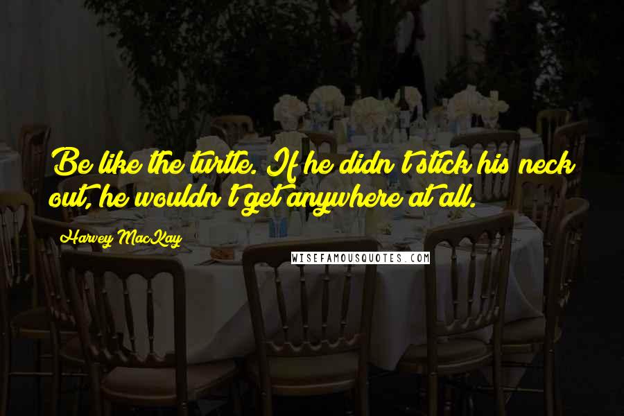 Harvey MacKay Quotes: Be like the turtle. If he didn't stick his neck out, he wouldn't get anywhere at all.