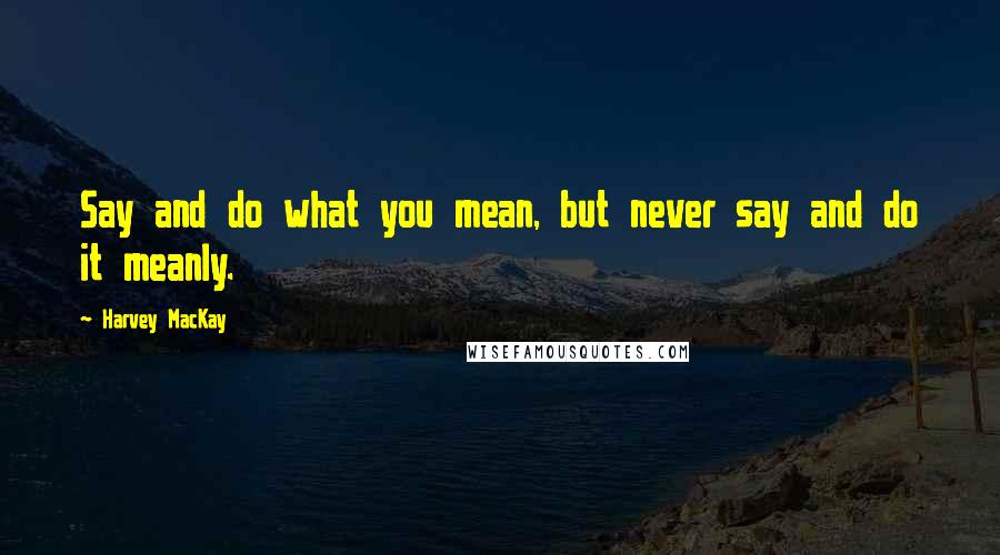 Harvey MacKay Quotes: Say and do what you mean, but never say and do it meanly.