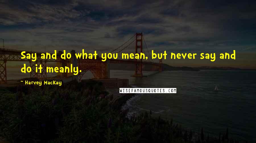 Harvey MacKay Quotes: Say and do what you mean, but never say and do it meanly.