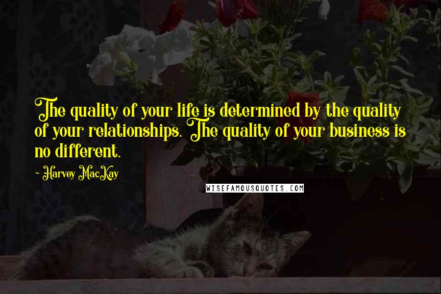 Harvey MacKay Quotes: The quality of your life is determined by the quality of your relationships. The quality of your business is no different.