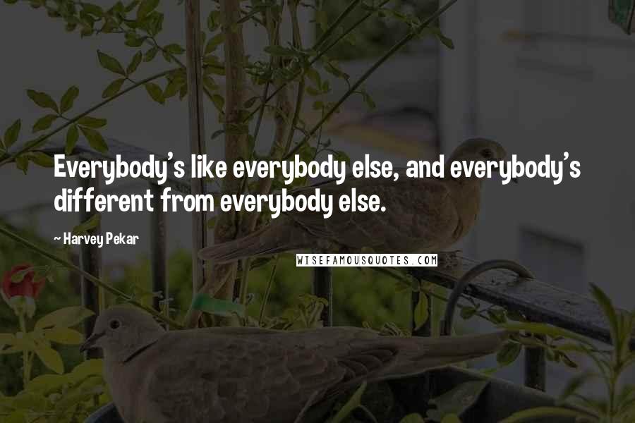 Harvey Pekar Quotes: Everybody's like everybody else, and everybody's different from everybody else.