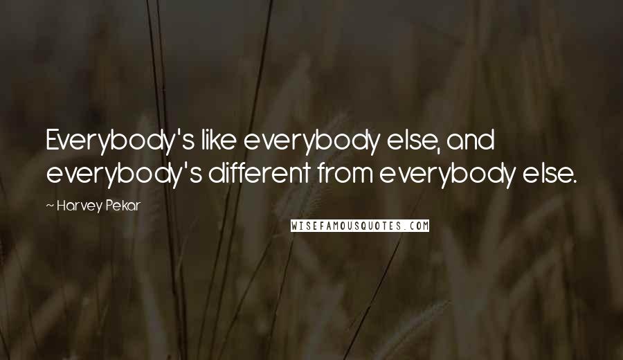 Harvey Pekar Quotes: Everybody's like everybody else, and everybody's different from everybody else.