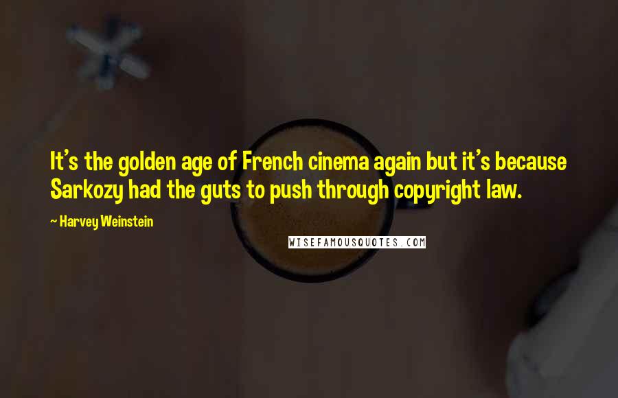 Harvey Weinstein Quotes: It's the golden age of French cinema again but it's because Sarkozy had the guts to push through copyright law.