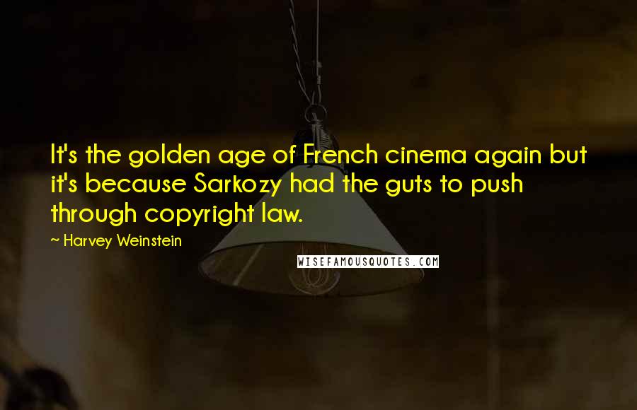 Harvey Weinstein Quotes: It's the golden age of French cinema again but it's because Sarkozy had the guts to push through copyright law.