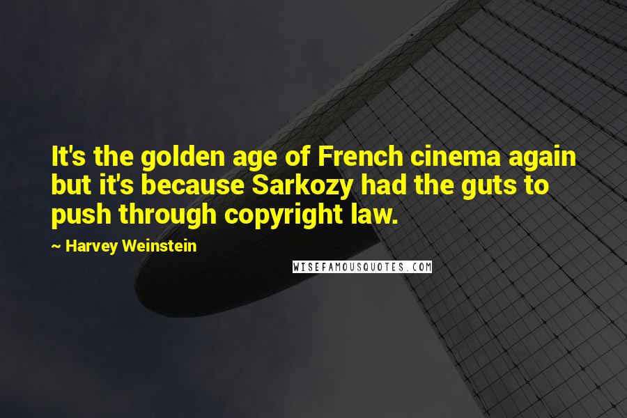 Harvey Weinstein Quotes: It's the golden age of French cinema again but it's because Sarkozy had the guts to push through copyright law.