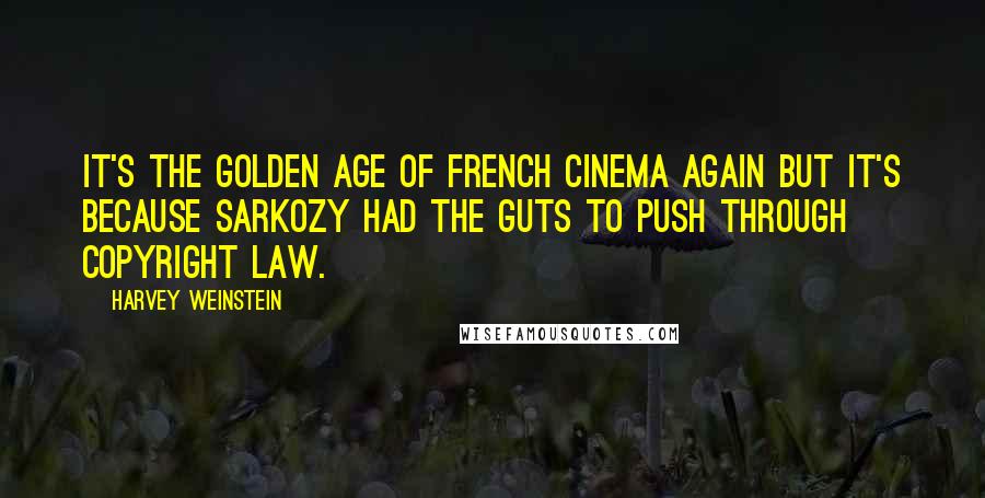 Harvey Weinstein Quotes: It's the golden age of French cinema again but it's because Sarkozy had the guts to push through copyright law.