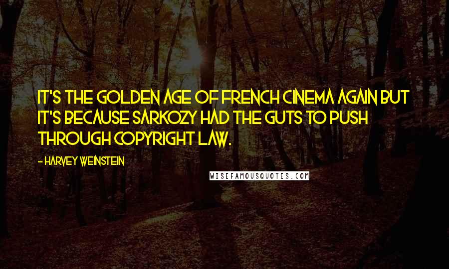 Harvey Weinstein Quotes: It's the golden age of French cinema again but it's because Sarkozy had the guts to push through copyright law.