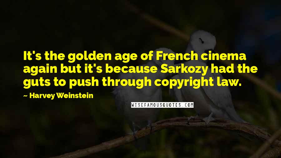 Harvey Weinstein Quotes: It's the golden age of French cinema again but it's because Sarkozy had the guts to push through copyright law.