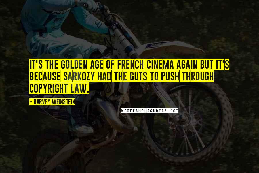 Harvey Weinstein Quotes: It's the golden age of French cinema again but it's because Sarkozy had the guts to push through copyright law.