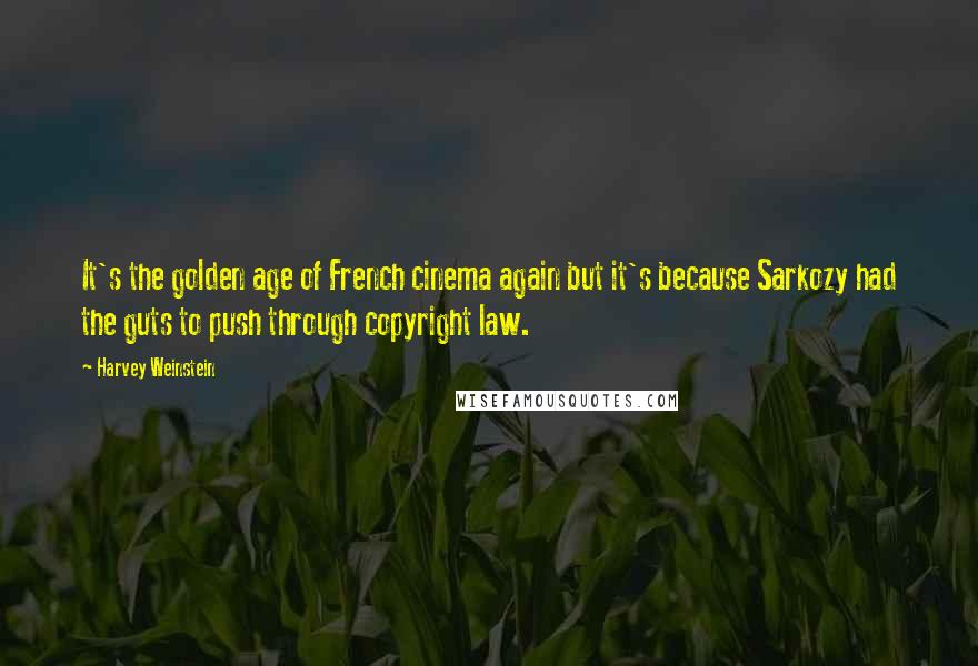 Harvey Weinstein Quotes: It's the golden age of French cinema again but it's because Sarkozy had the guts to push through copyright law.