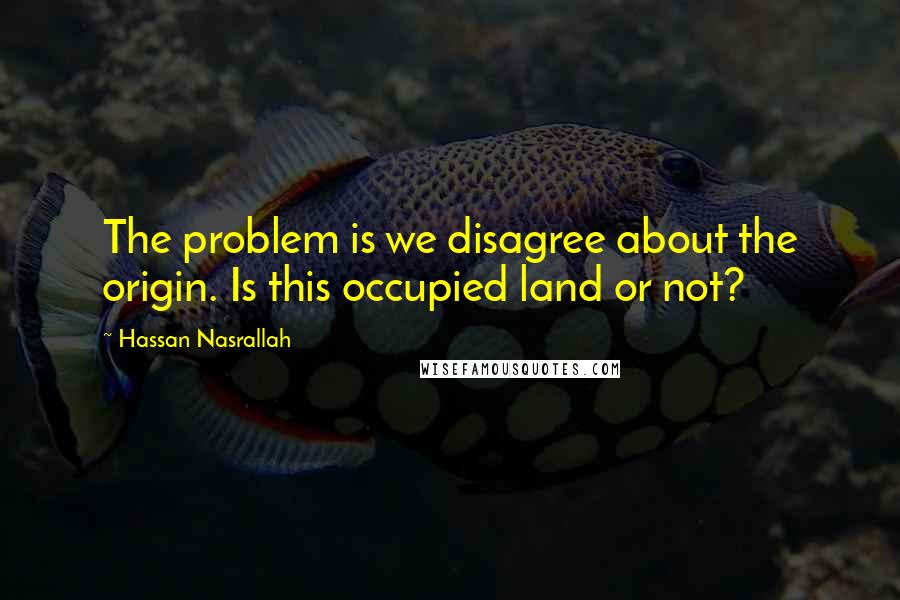 Hassan Nasrallah Quotes: The problem is we disagree about the origin. Is this occupied land or not?