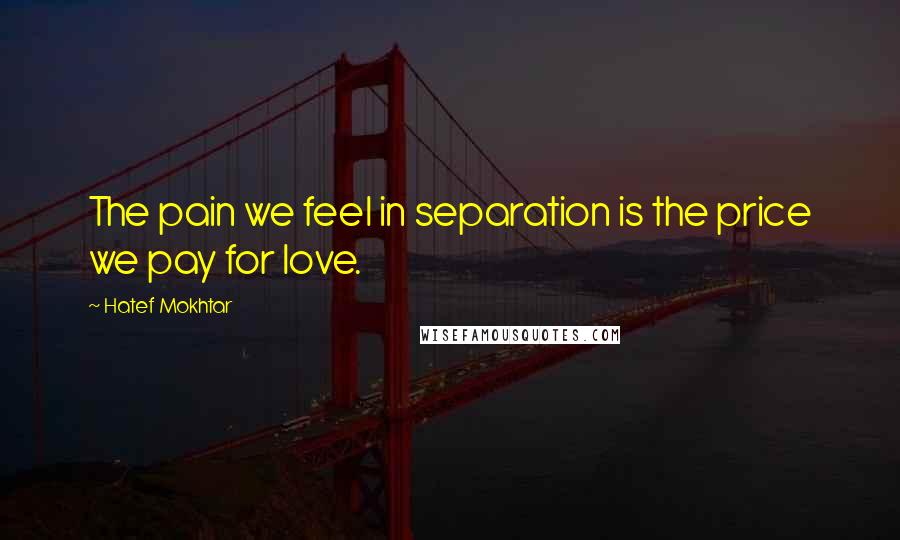 Hatef Mokhtar Quotes: The pain we feel in separation is the price we pay for love.