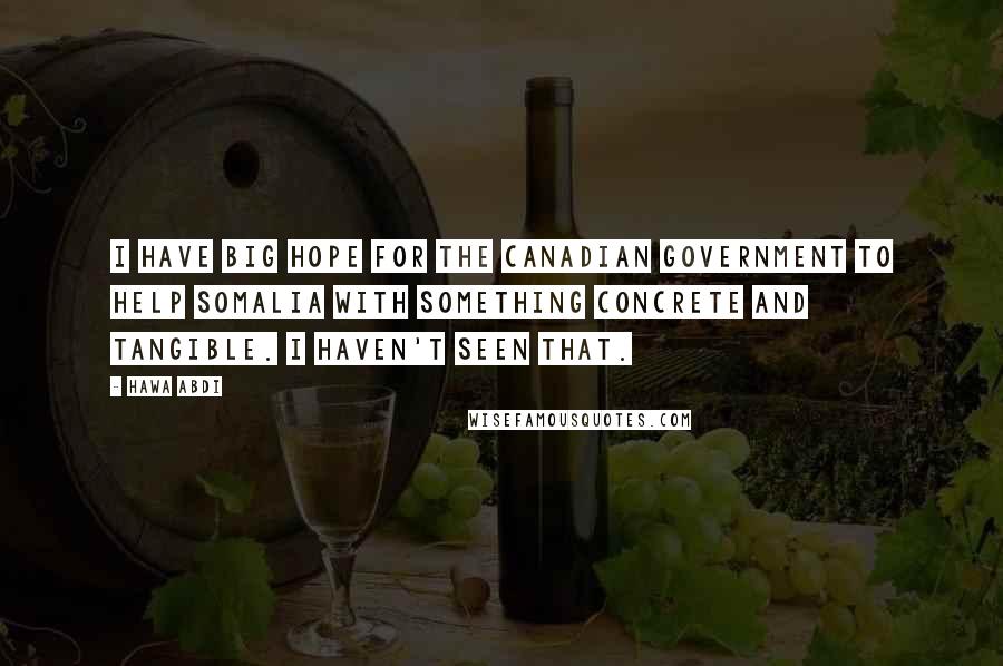 Hawa Abdi Quotes: I have big hope for the Canadian government to help Somalia with something concrete and tangible. I haven't seen that.