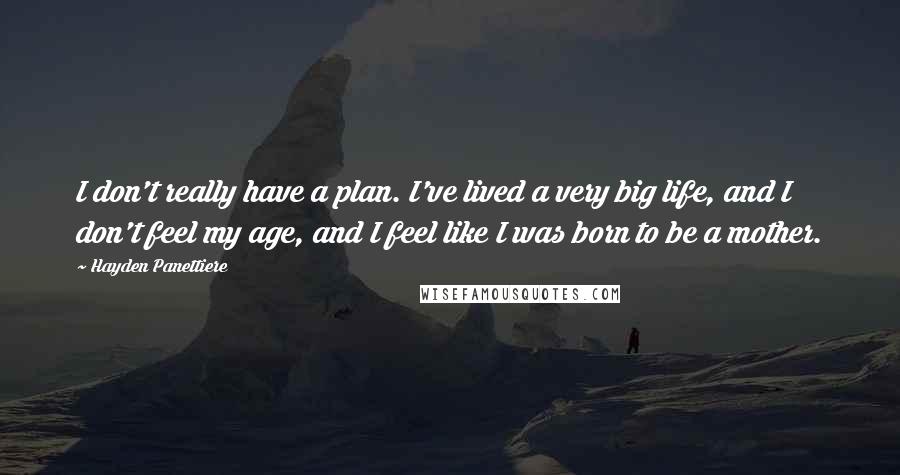 Hayden Panettiere Quotes: I don't really have a plan. I've lived a very big life, and I don't feel my age, and I feel like I was born to be a mother.