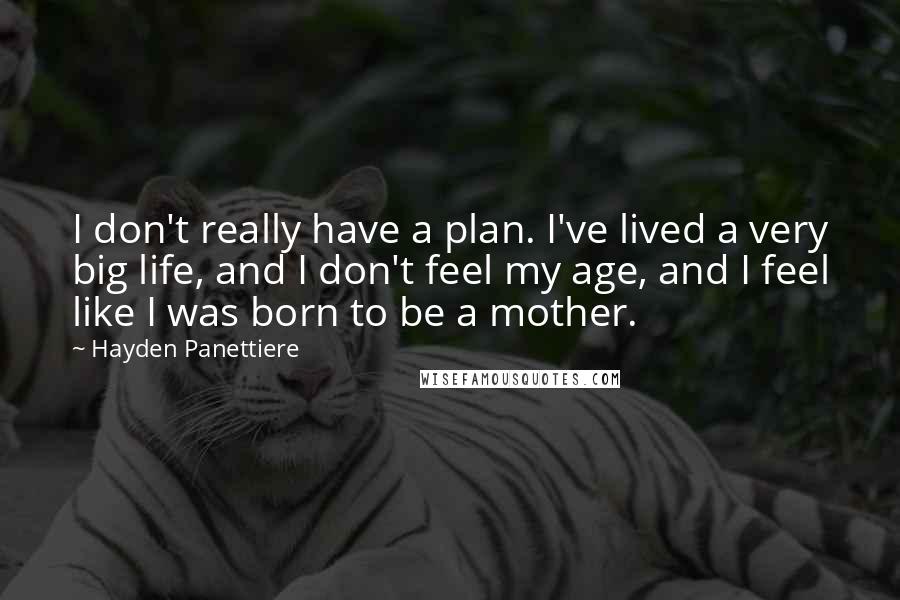 Hayden Panettiere Quotes: I don't really have a plan. I've lived a very big life, and I don't feel my age, and I feel like I was born to be a mother.