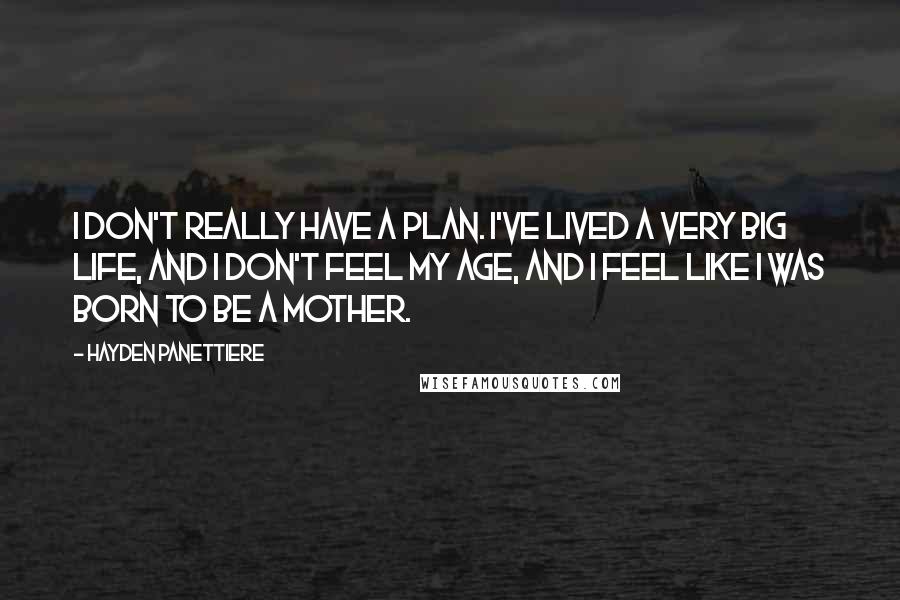 Hayden Panettiere Quotes: I don't really have a plan. I've lived a very big life, and I don't feel my age, and I feel like I was born to be a mother.