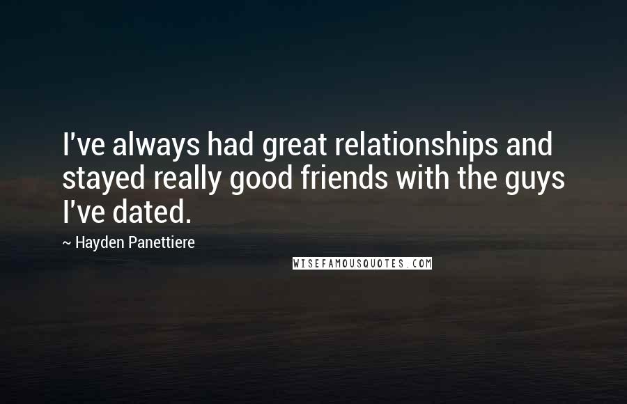 Hayden Panettiere Quotes: I've always had great relationships and stayed really good friends with the guys I've dated.