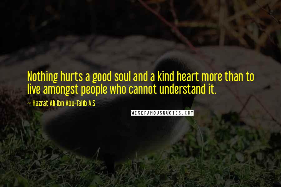 Hazrat Ali Ibn Abu-Talib A.S Quotes: Nothing hurts a good soul and a kind heart more than to live amongst people who cannot understand it.
