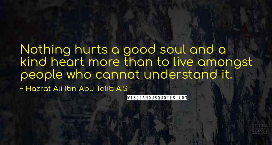 Hazrat Ali Ibn Abu-Talib A.S Quotes: Nothing hurts a good soul and a kind heart more than to live amongst people who cannot understand it.