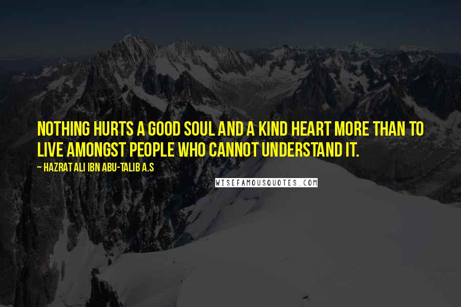 Hazrat Ali Ibn Abu-Talib A.S Quotes: Nothing hurts a good soul and a kind heart more than to live amongst people who cannot understand it.