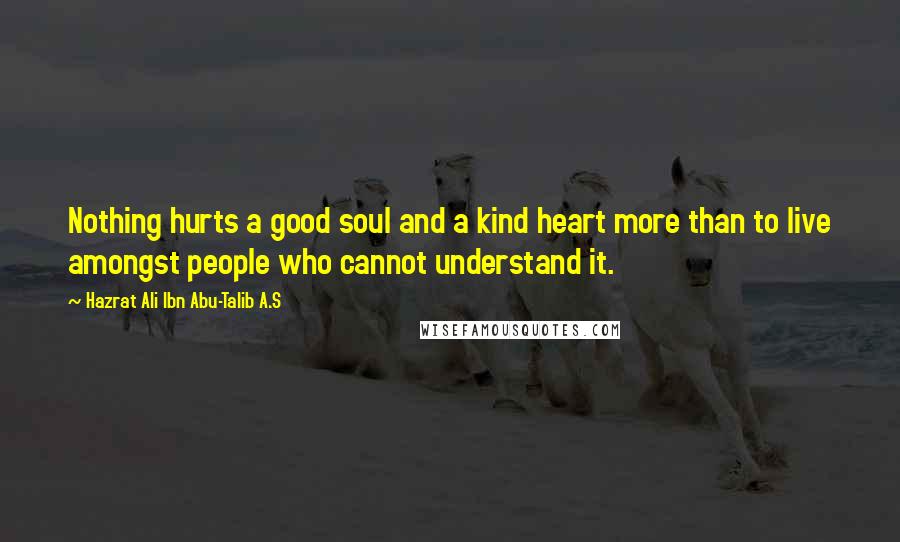 Hazrat Ali Ibn Abu-Talib A.S Quotes: Nothing hurts a good soul and a kind heart more than to live amongst people who cannot understand it.