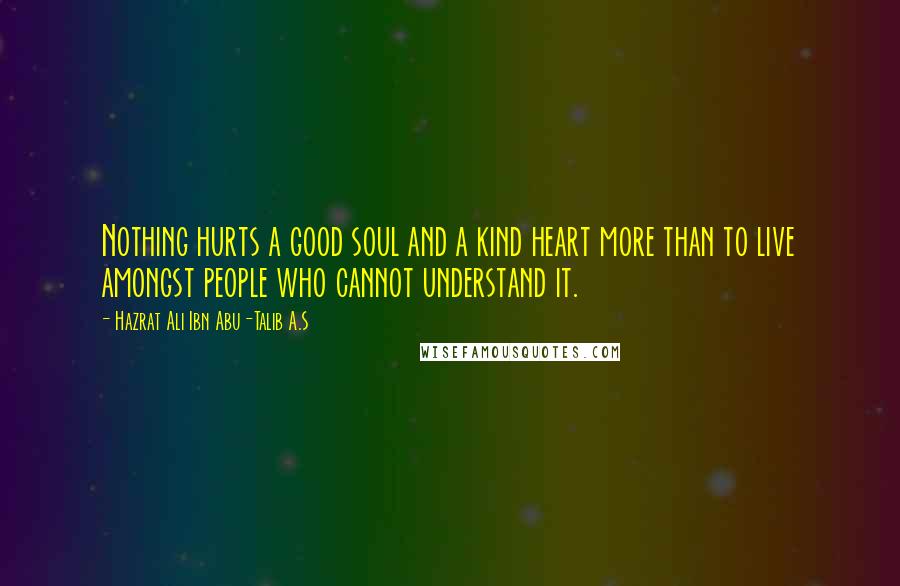 Hazrat Ali Ibn Abu-Talib A.S Quotes: Nothing hurts a good soul and a kind heart more than to live amongst people who cannot understand it.