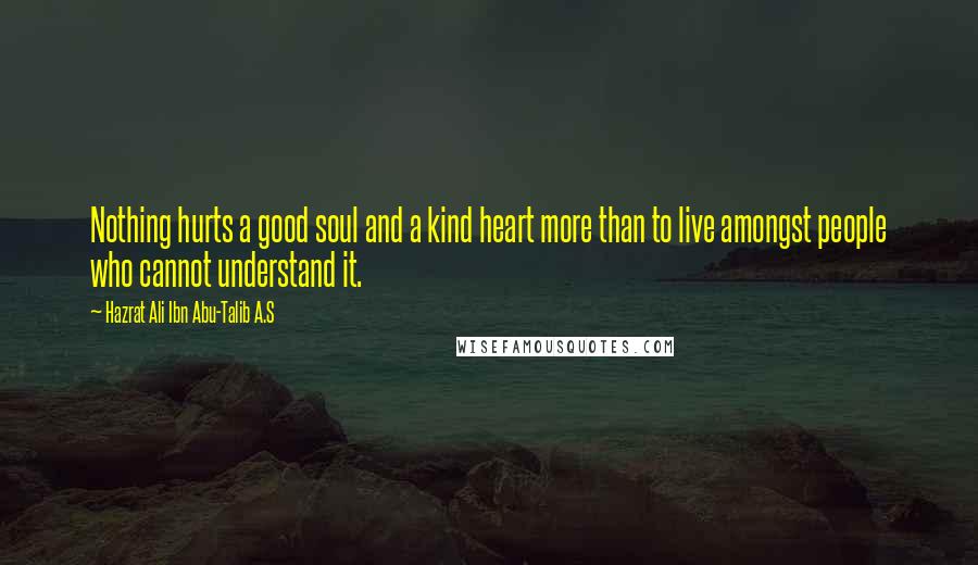 Hazrat Ali Ibn Abu-Talib A.S Quotes: Nothing hurts a good soul and a kind heart more than to live amongst people who cannot understand it.