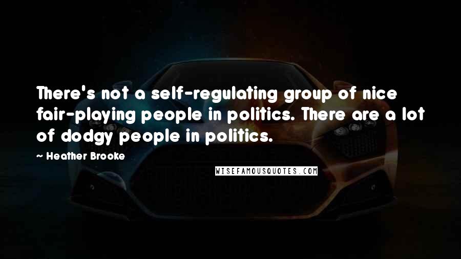 Heather Brooke Quotes: There's not a self-regulating group of nice fair-playing people in politics. There are a lot of dodgy people in politics.