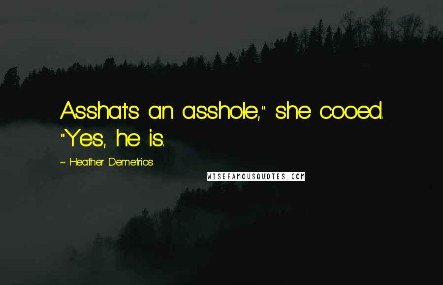 Heather Demetrios Quotes: Asshat's an asshole," she cooed. "Yes, he is.