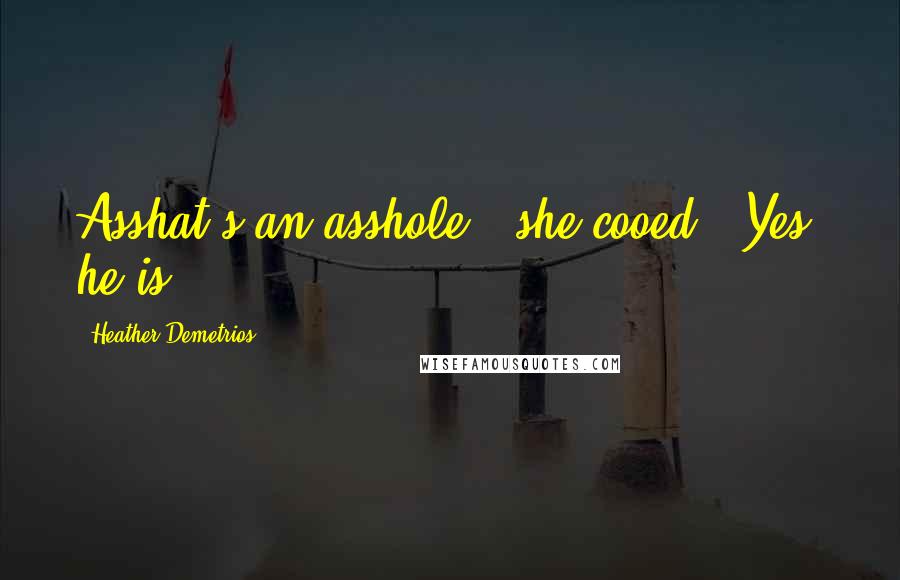 Heather Demetrios Quotes: Asshat's an asshole," she cooed. "Yes, he is.