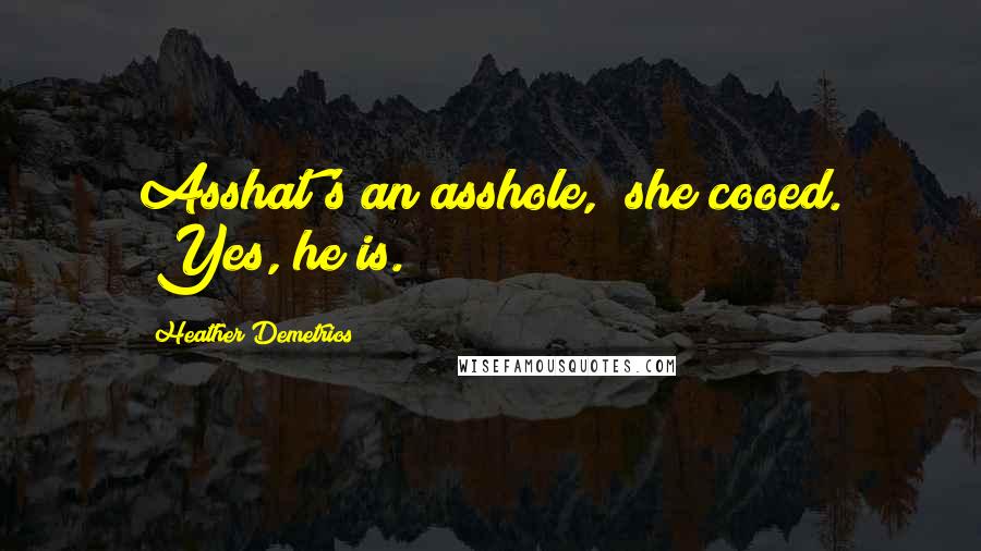 Heather Demetrios Quotes: Asshat's an asshole," she cooed. "Yes, he is.