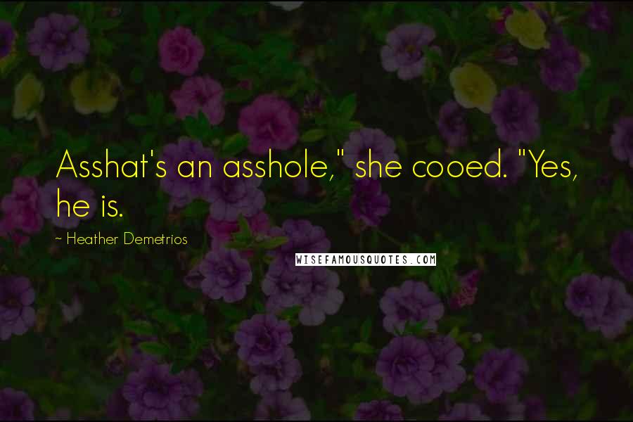 Heather Demetrios Quotes: Asshat's an asshole," she cooed. "Yes, he is.