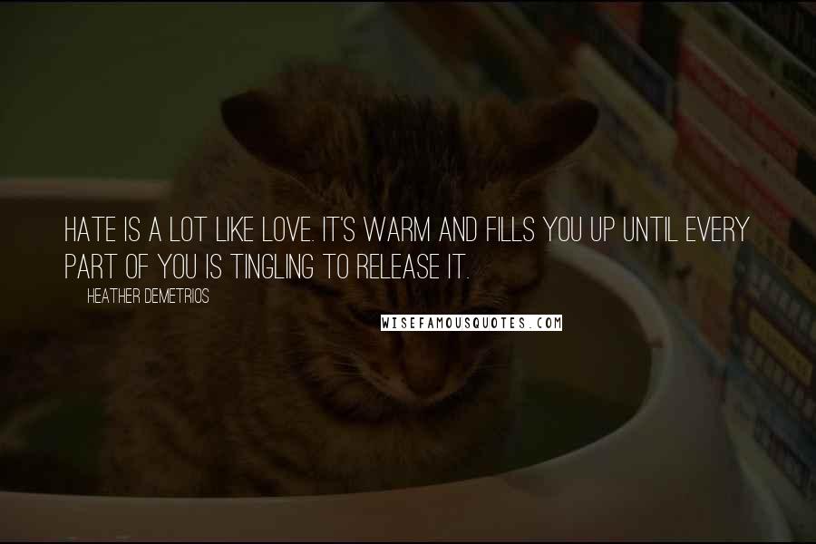 Heather Demetrios Quotes: Hate is a lot like love. It's warm and fills you up until every part of you is tingling to release it.