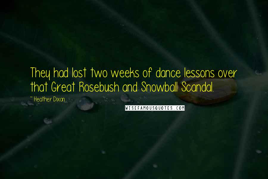 Heather Dixon Quotes: They had lost two weeks of dance lessons over that Great Rosebush and Snowball Scandal.