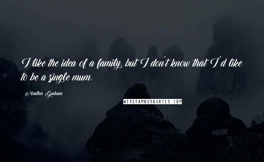 Heather Graham Quotes: I like the idea of a family, but I don't know that I'd like to be a single mum.