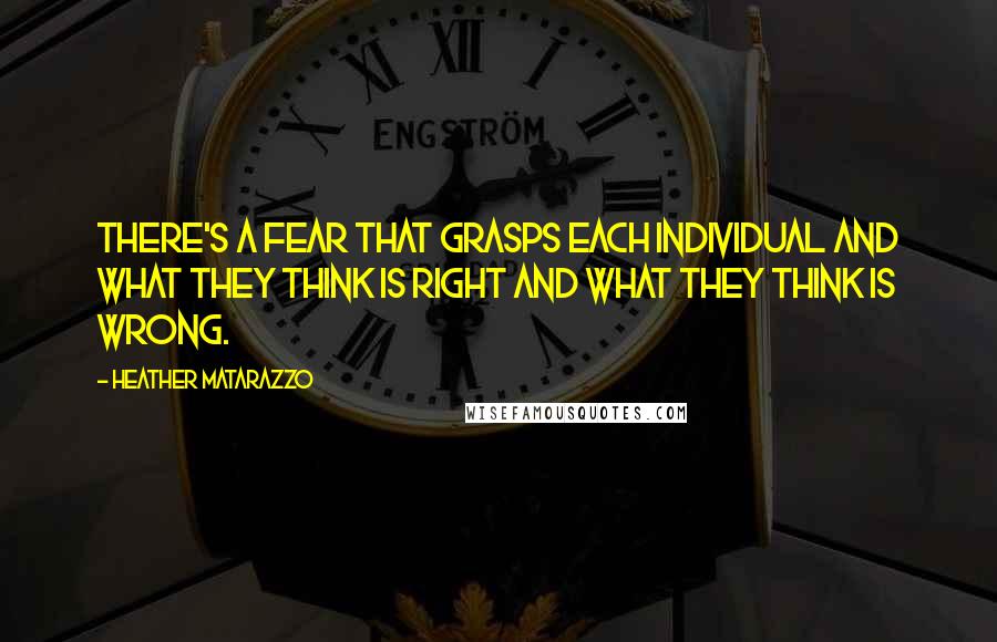 Heather Matarazzo Quotes: There's a fear that grasps each individual and what they think is right and what they think is wrong.