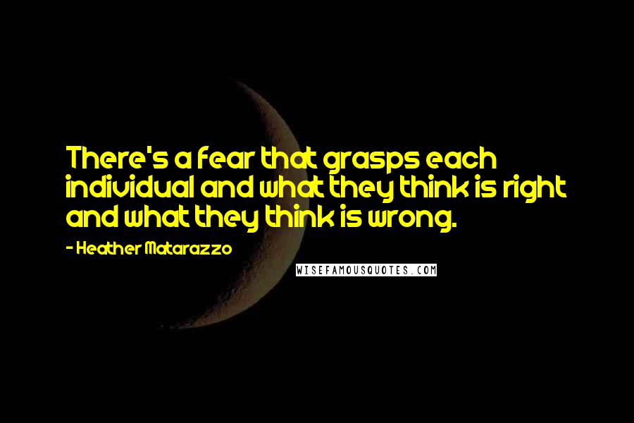 Heather Matarazzo Quotes: There's a fear that grasps each individual and what they think is right and what they think is wrong.