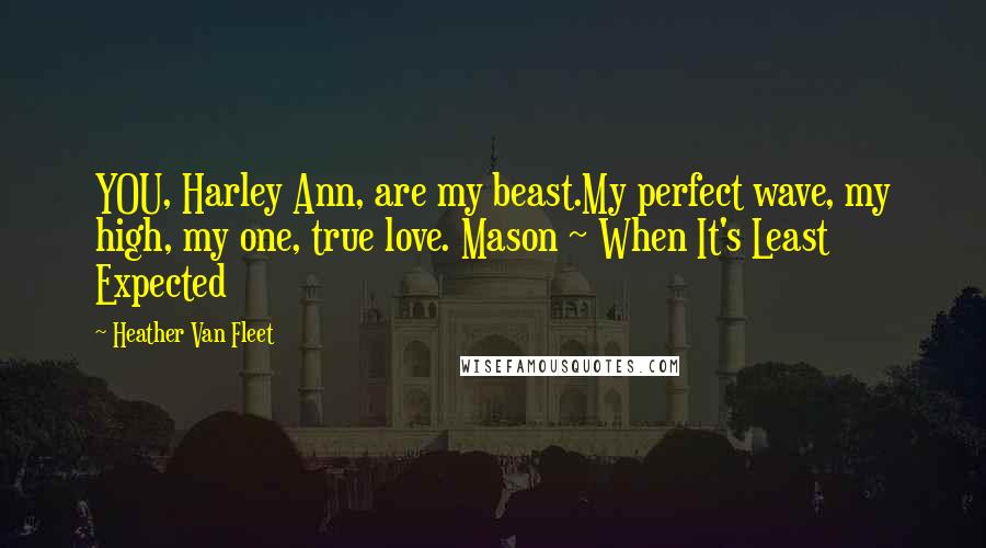 Heather Van Fleet Quotes: YOU, Harley Ann, are my beast.My perfect wave, my high, my one, true love. Mason ~ When It's Least Expected