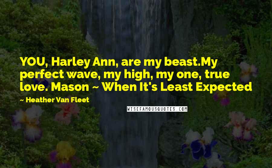 Heather Van Fleet Quotes: YOU, Harley Ann, are my beast.My perfect wave, my high, my one, true love. Mason ~ When It's Least Expected