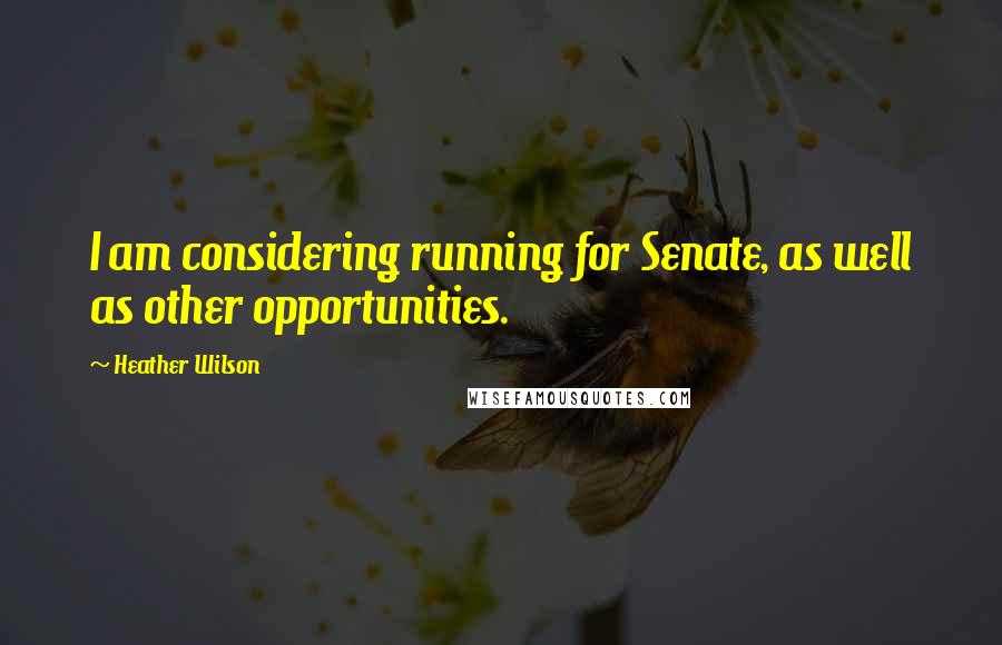 Heather Wilson Quotes: I am considering running for Senate, as well as other opportunities.