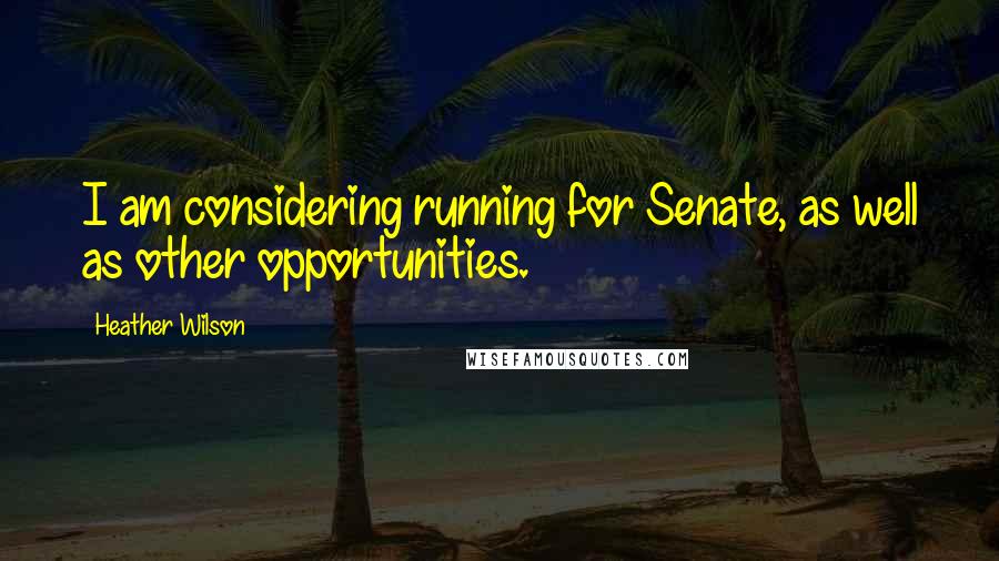 Heather Wilson Quotes: I am considering running for Senate, as well as other opportunities.