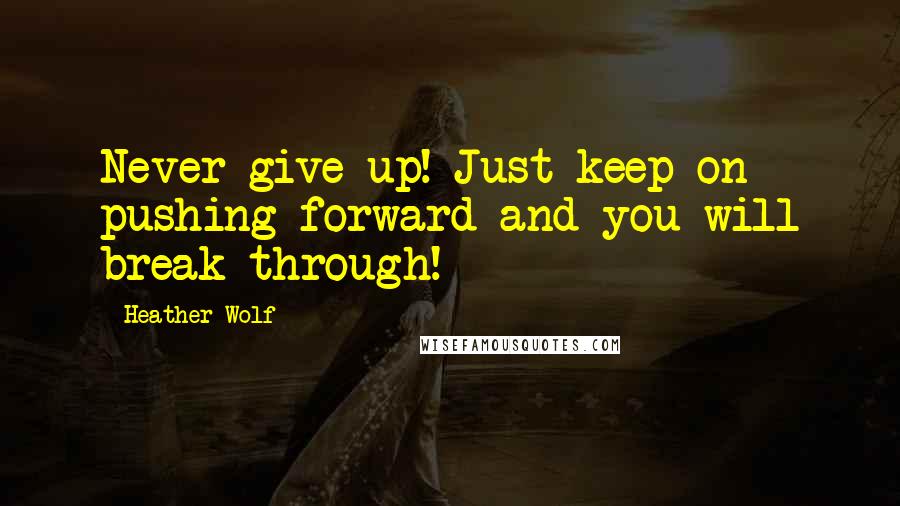 Heather Wolf Quotes: Never give up! Just keep on pushing forward and you will break through!